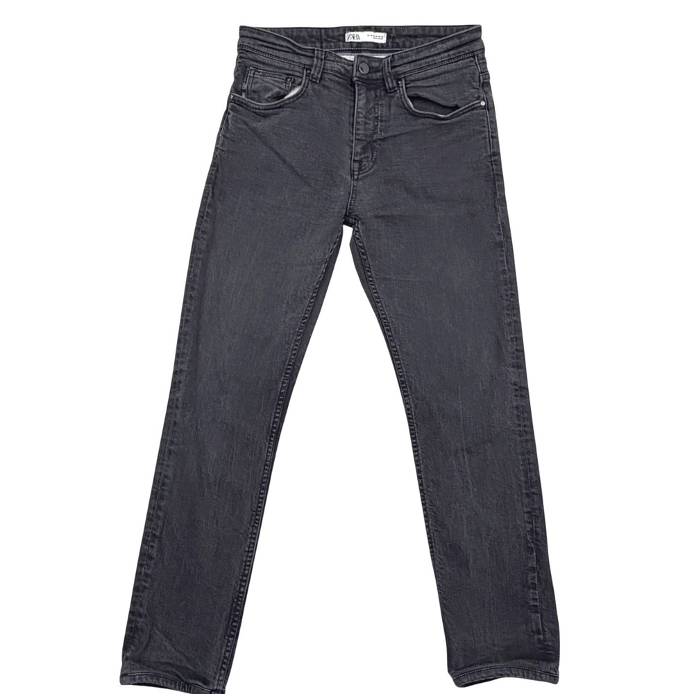 Zara Man Slim Fit Jeans Faded Charcoal Black Grunge Streetwear Goth Skater 30x27